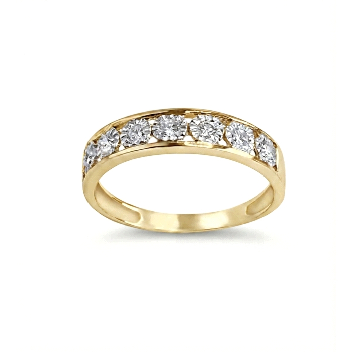 Anillo media alianza oro 18 kt 0.21 ct diamantes
