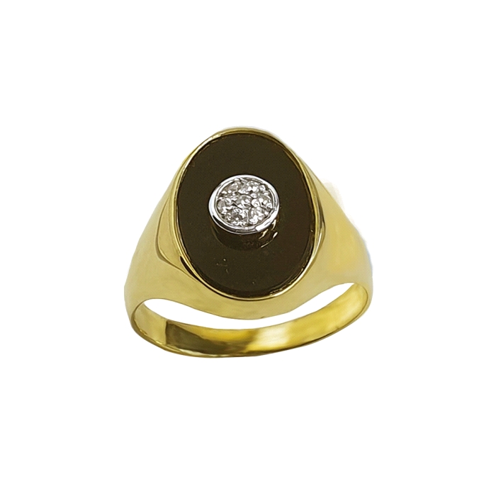 Anillo onix oval oro 18 kt 0.02 ct diamantes