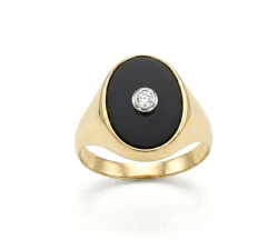 ANILLO  C/F ONIX CHATON  0.01 CT DIAMANTES