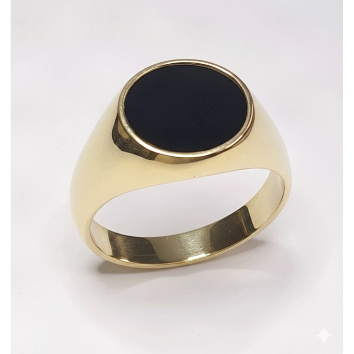 Anillo oro 18 kt onix redondo