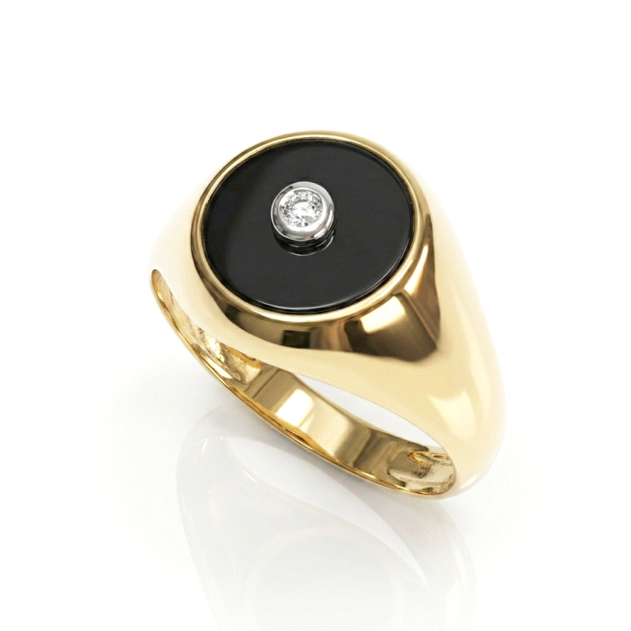 Anillo onix oro 18 kt  0.01 ct diamante