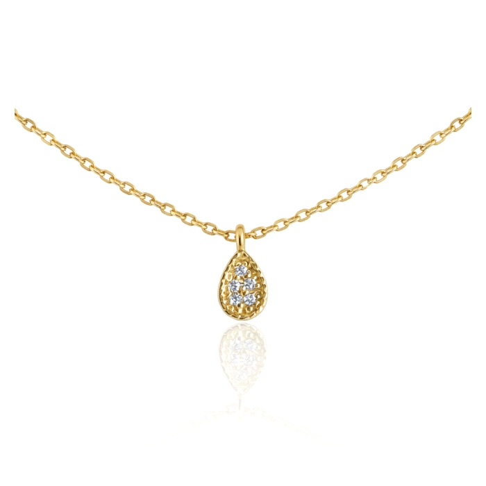 Gargantilla pera oro 18 kt 0.025 ct diamantes