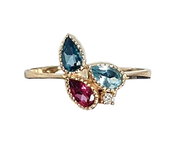 Anillo topacios oro 18 kt diamante