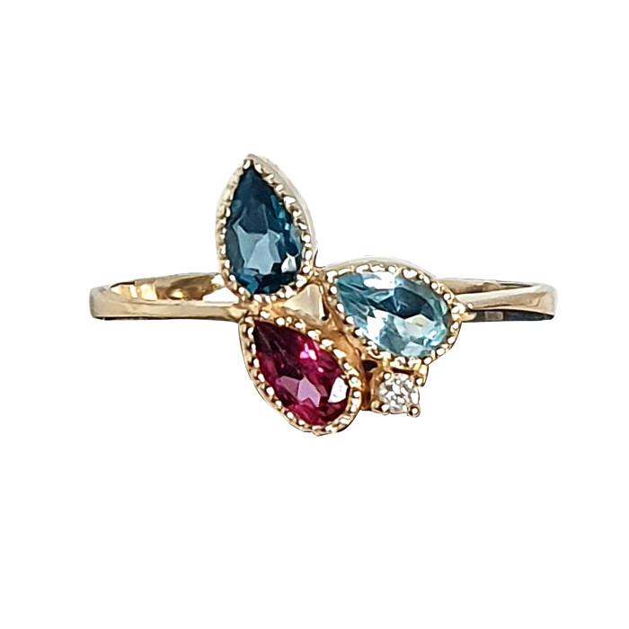 Anillo topacios oro 18 kt diamante