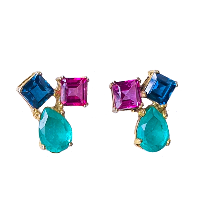 Pendientes topacio color oro 18 kt