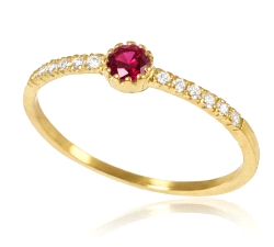 Anillo redondo oro 18 kt color fino diamantes