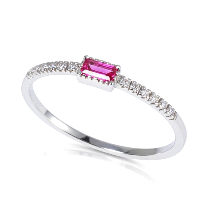 Anillo baguette oro 18 kt color fino diamantes