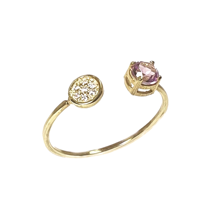 Anillo oro 18 kt color fino diamantes