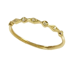 Anillo media alianza oro 18 kt diamantes 0.03 ct
